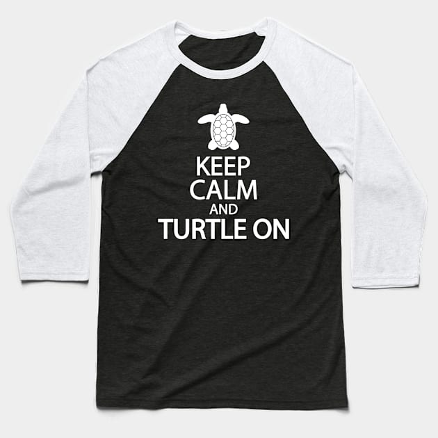 Keep calm and turtle on Baseball T-Shirt by Geometric Designs